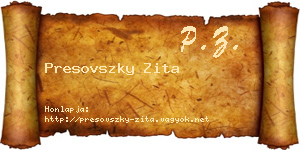 Presovszky Zita névjegykártya